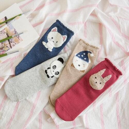 YSMILE Y Lovely Cartoon Socks Fashion Casual Tub Sweet Cartoon Female Socks Girls 4pairs/lot