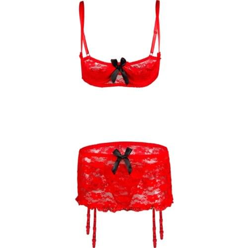 M L XL XXL 3XL 4XL Plus Size Lingerie Women Lady Sexy Lingerie Hot Open Bra + Crotchless Dress Bow Sleepwear Sex Costume