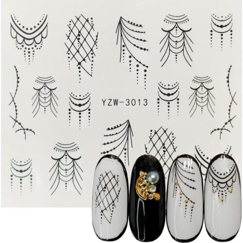 1pcs Nail Water Transfer Sticker Linear Flower Pattern Nail Art Decorations Slider For Nail Manicure Watermark Foils