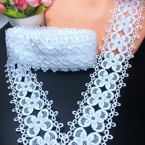 10yard High Quality white african lace fabric 5.9cm wedding bar code double side water soluble lace fabric ribbon sewing trim