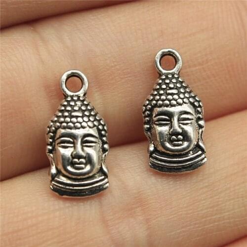 20pcs 16x8mm 2 Colors Antique Bronze Charm Buddha Charms Thai Buddha Double Sided Charms Buddha Head