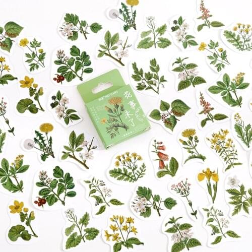 46 pcs/box Green plant flower Decorative Stationery Stickers Scrapbooking DIY Diary Album Stick Label Stickers