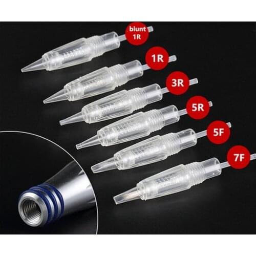 50pcs Disposable Screw Cartridge Tattoo Needles for New Charmant Machine Permanent Makeup Eyebrow Lips Micro Needles 1R