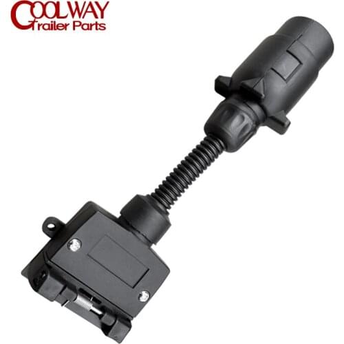 7 Pin Large Round Plug To 7 Pin Flat Socket Connector Extension Spiral Trailer Cable Adapter RV Camper Caravan Parts Accessories