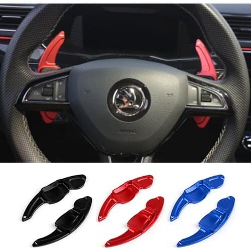 Car Paddle For Skoda Octavia Fabia Scala Superb Scout RS VRS MK3 Scout Steering Wheel Extender Shifters Gear Paddles DSG Sticker