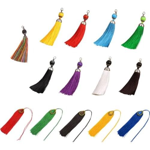 13MA Handmade Bead Counter Decoration Polyester Tassels with Hanging Ring Silk Sewing Bang Trim Decorative Key Tassels