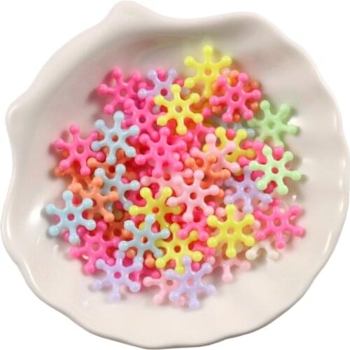 100/200/300pcs 14*14*3mm Mixed Color Snowflake Acrylic Loose Spacer Beads For Jewelry Making Diy Bracelet Necklace Accessories
