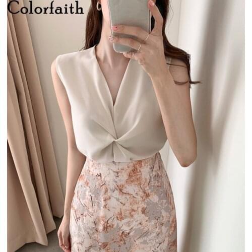 Colorfaith Sleeveless Blouses