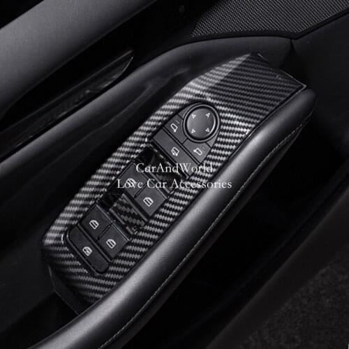 For 2019 2020 Mazda 3 Axela LHD Interior Window Glass Lift Switch Cover Door Armrest Button Frame Trims Garnish Car Accessories