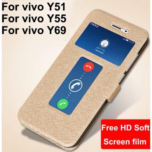 For vivo Y51 Y55 Y69 flip case leather shell open window cover For vivo Y 51 55 69 case back cover vivoY51 vivoY55 vivoY69 cases