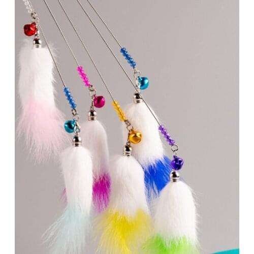 Usd1.45/pc cat teaser fishing pole rod sticks cat kitten playing tos rabbit fur mixed colors