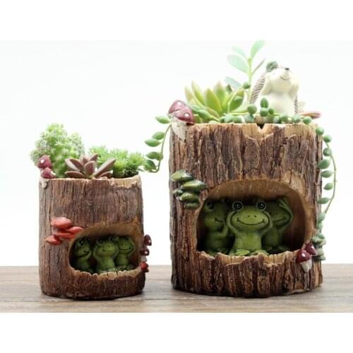 Home Garden Decoration Birthday Gifts Tree House Animals Flower Pot Succulent Plant Pots Resin Desktop Cartoon Planters