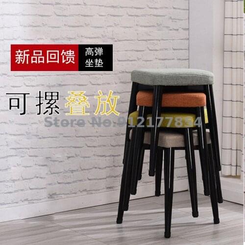 Stool Home Stool Modern Make-up Dressing Stool Fashion Creative Solid Wood Square Stool Dining Stool Fabric Adult Small Chair