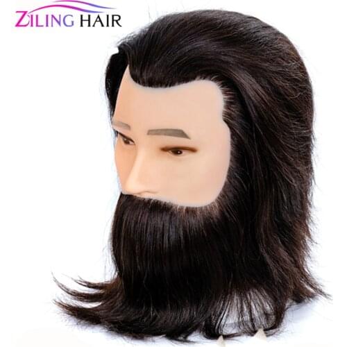 100% Male Real Human Hair Mannequin Head Training Head With Beard For Cutting Hairdressing Manikin Head For Beauty School