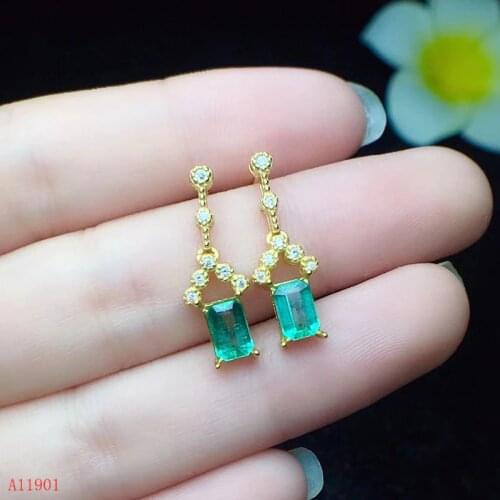 KJJEAXCMY fine jewelry Identification of 925 Silver-inlaid Celestial Emerald Ear Nails wsdcvb