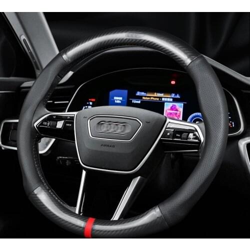 Steering wheel cover set for Audi Q2L Q3 Q5L Q7 A1 A3 A4L A5 A6L A8L carbon fiber Car Steering Cover Shell car accessories