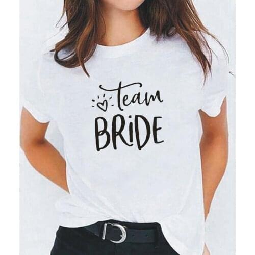 Summer Tee Shirt Femme Fashion Team Bride Couple Tshirt Short Sleeve Causal Cotton Plus Size T Shirt Women Tops Camiseta Mujer