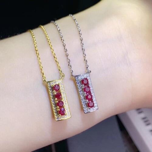 Fashion exquisite red Ruby gemstone necklace for women birthday anniversary hot selling gift style
