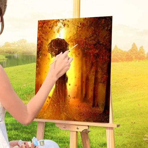 Woman Umbrella DIY Paint By Numbers Complete Kit Oil Paints 50*70 Canvas Painting Handmade For Children Wholesale Handicraft