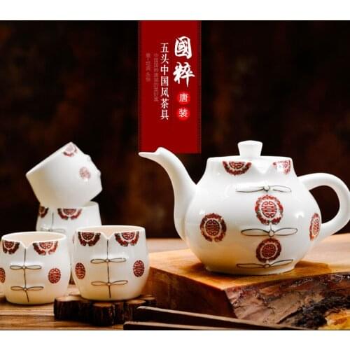 5pcs set, fine bone china tea set, novalty design chinese painting, dessert cups for afternoon, home decoration, kungfu tea set