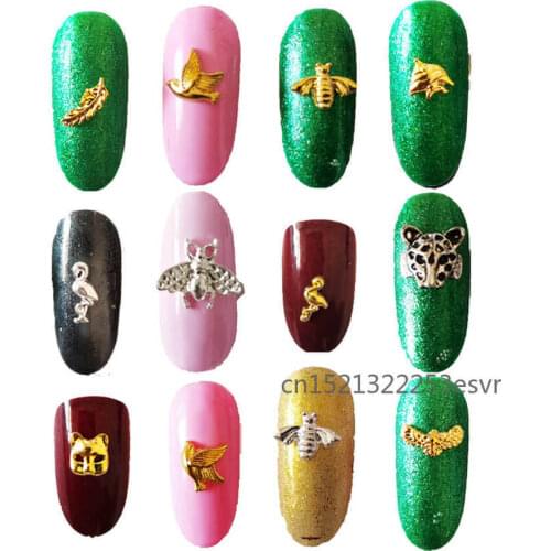 Bee Nail Design Stickers for 3D Nail Art Decorations Charms Metal Alloy Insect Shaped Nail Jewelry Animal Decals DIY 50Pcs/Lot