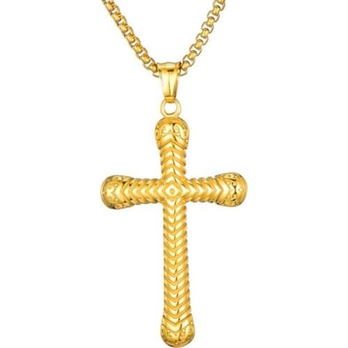 Punk Rock Stainless steel Runes Cross Pendants Necklace for Men jewelry Drop Shipping
