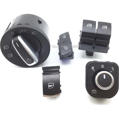 Headlight Control Window Mirror Switch For VW GTI Rabbit Tiguan Passat B6 Golf MK5 6 R32 5K3959857,5ND959855,5ND 941 431A