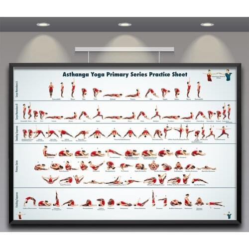 Ashtanga Yoga Poster Exercise Gym Yoga Ashtanga Chart Pose Health Poster Wall Art Canvas Painting Pictures For Living Room Decor