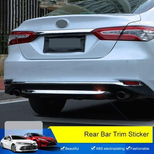 QHCP ABS Eletroplating Car Rear Bumpers Trim Sticker Door Tailgate Frame Bottom Trunk Plate Cover Special For Toyota Camry 2018
