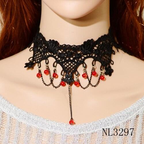 Halloween Sexy Gothic Punk Style Necklace Black Lace Neck Chain Collar Necklace Retro Victorian Womens Collar Steampunk Jewelry