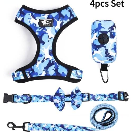 Dog Harness Collars For Small Medium Dog Leash And Collar Set Printed Chest Strap Dog Accessories