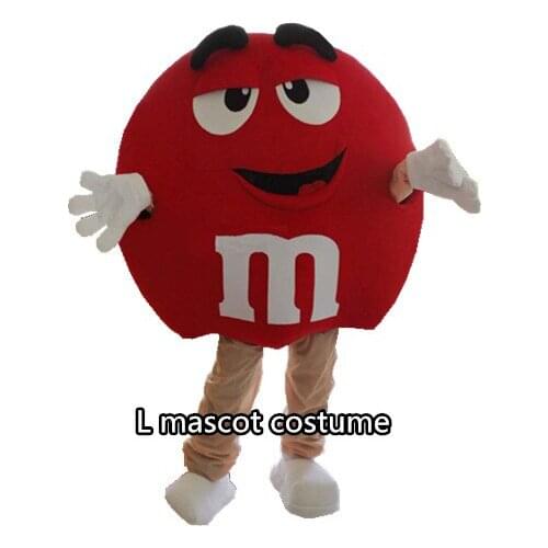 Brand New M&M Chocolate Candy Red Mascot Costume Rainbow Bean Cute Mascot Costume Free Shipping