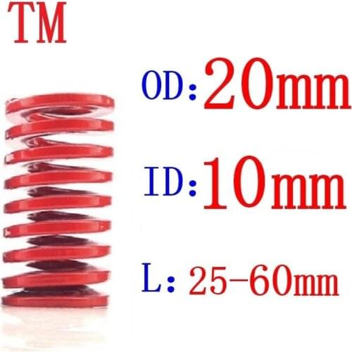 Hot Sale 1Pcs Red Medium Load Od 20mm Id 10mm Length 20-60mm Spiral Stamping Compression Die Spring Helical