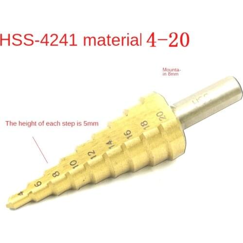 Hss Titanium Trigonal handle Step Drill Bit 4-20MM Step Cone Cutting Tools Steel Woodworking Metal Drilling Set
