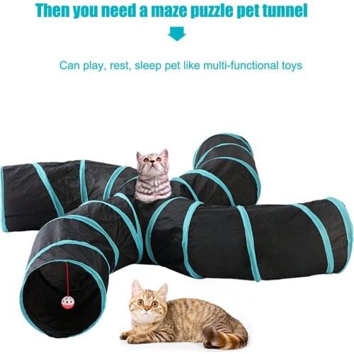 Cat Tunnel Toy Funny Pet Collapsible Cat Channel Crinkle Kitten Toys Drill Barrel Puppy Ferrets Rabbit Play Dog Channel Tubes