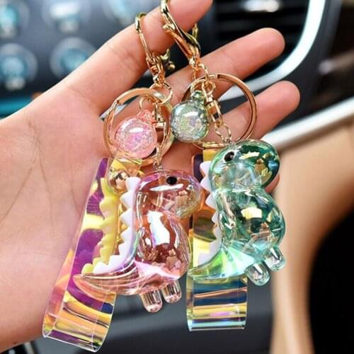 Creative Cartoon Symphony Dinosaur Doll Keychain Acrylic Animal Charm Pendant Couple Car Keychain Bag Pendant Keyirng Gifts