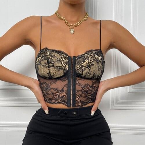 Lace Women Corset Crop Top Sexy Bra Y2k Aesthetic Lingerie Ribbon Chest Pad Lace Camisole Bras Bustier Underwear Tank Tops Camis