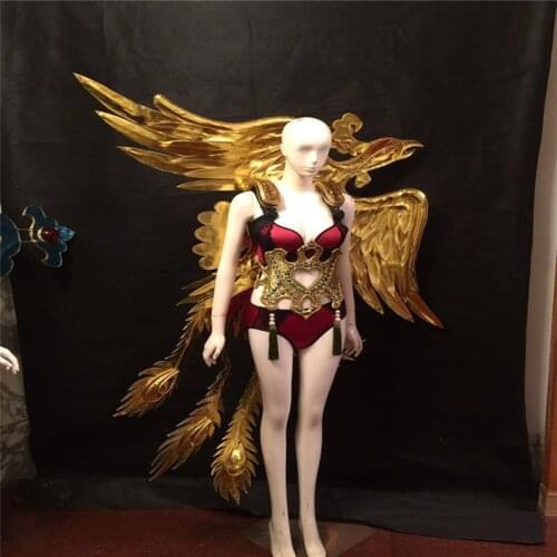 Girl stage bra Dragon Phoenix Model stage wear led costumes supply singer ballroom dance costumes wings clothes sexy bar dress