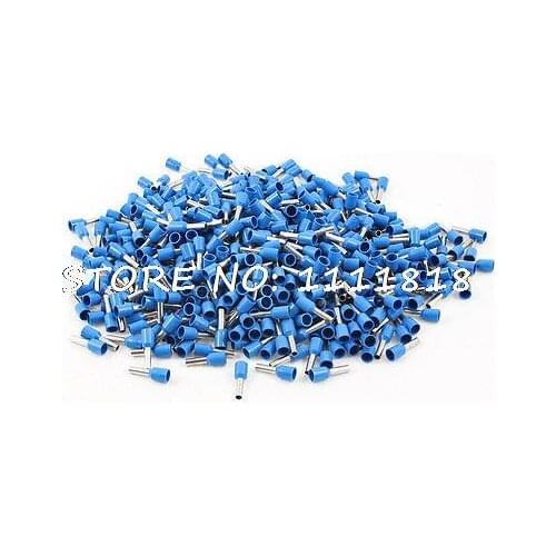 1000 Pcs Blue PVC Sleeve 14 AWG Insulated Tube Terminal 300V