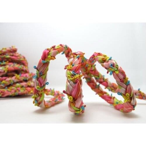 3/8 Inch Hand Braided Polyester Ribbon Trim|Floral Picot Edge Braid|Headband Ribbon|Hair Accessories DIY Supplies|Passementerie