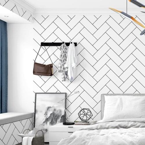 3D White Geometric Brick Pattern Nordic Style Wallpaper Ins Modern Minimalist Living Room Bedroom TV Background Wall Paper Rolls