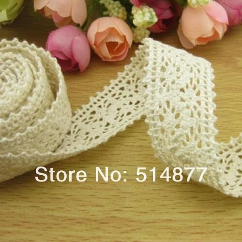5y Upick embroidered Beige Color cotton Lace trimming appliques wedding decor craft