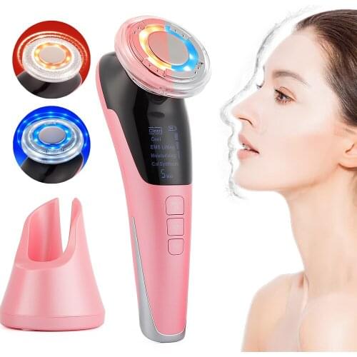 5 Modes EMS Face Massage LED Photo Therapy Vibration Facial Lifting Sking Rejuvenation Tightening Hot Cool Treatment Skin Care
