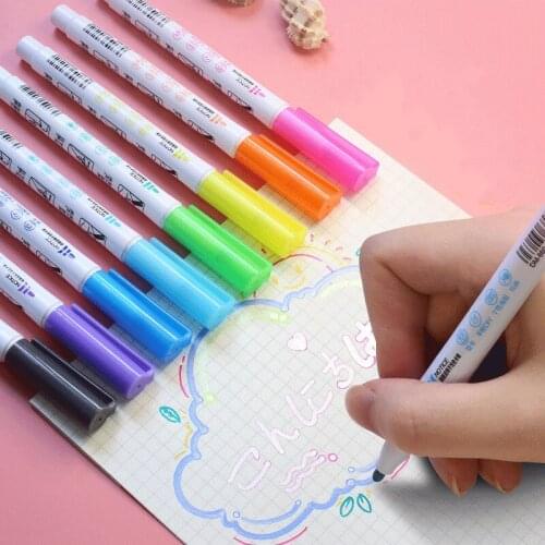8 Pcs/set Art Markers Pen Double Line Outline Marker Diy Album Scrapbooking Glitter Markers for Drawing Art Supplies Stationery