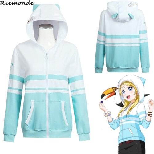 Anime LoveLive Cosplay Costumes Love Live Hoodies Sweatshirt Ayase Eli Uniform Jackets Yazawa Nico Hooded Top Women Girl Coat