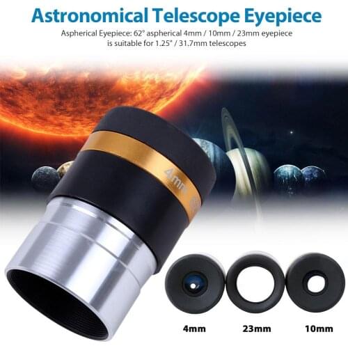 Aspheric Eyepiece Telescope Wide Angle 62 Degree Lens 4/10/23mm Accessories For 1.25 Inch / 31.7mm Astronomy Telescope