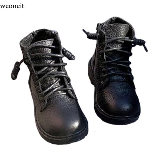 Weoneit Girls Leather Boots Boys Shoes Autumn Winter PU Leather Children Boots Fashion Toddler Teen Kids Boots Warm Winter Boots