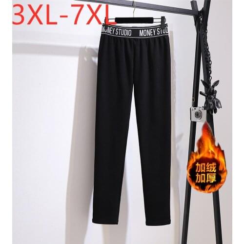 New Ladies Autumn Winter Plus Size Pants For Women Large Slim Elastic Wool Liner Thick Keep Warm Trousers 3XL 4XL 5XL 6XL 7XL