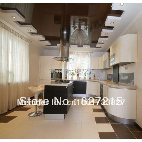 Black Glossy Ceiling Film in the kitchen---PVC Stretch Ceilings in a Construction Materials and Ceiling Materials