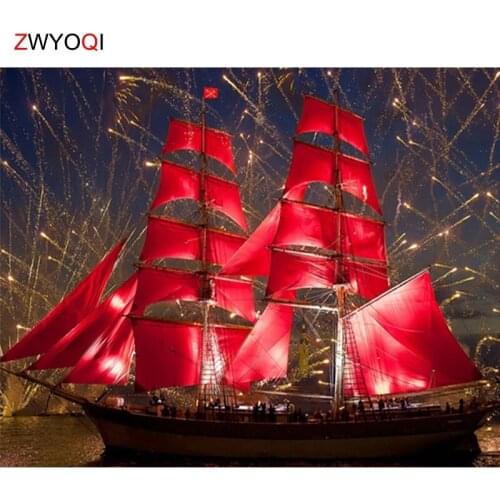 DIY 3D Diamond mosaic Full Round Diamond painting Sailboat Party Full Square Diamond embroidery Cross stitch Sailboat Party